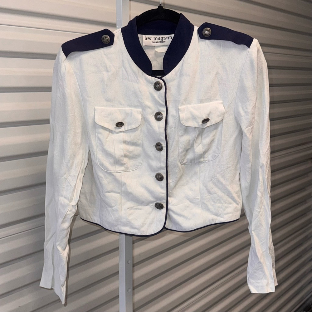 Lew Magram Collection Jacket White & Blue Size Medium